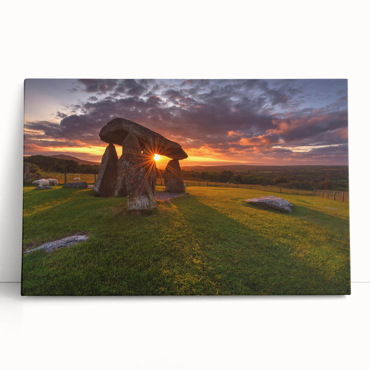 Black and white photograph of a Welsh landscape on a large stretched canvas, ideal for kitchen wall art or bedroom decor.