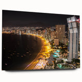 Acrylic print of a large abstract depiction of Acapulco scenery in vibrant blues and greens.