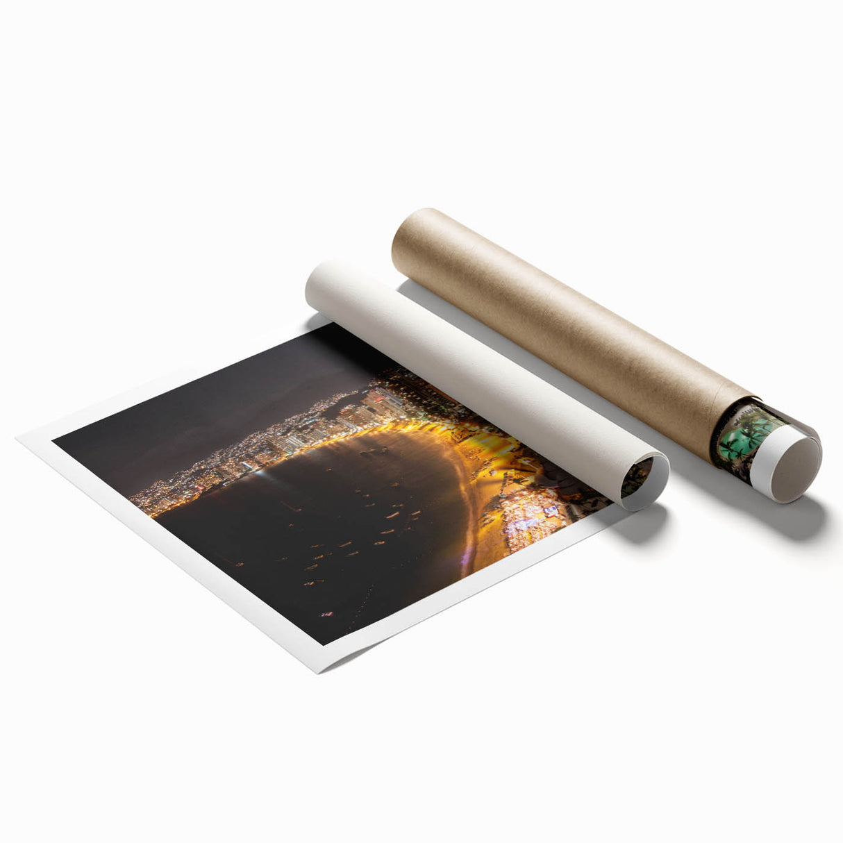 Extra large rolled print of Acapulco scenery with vibrant floral elements, ideal for classy bathroom wall art.