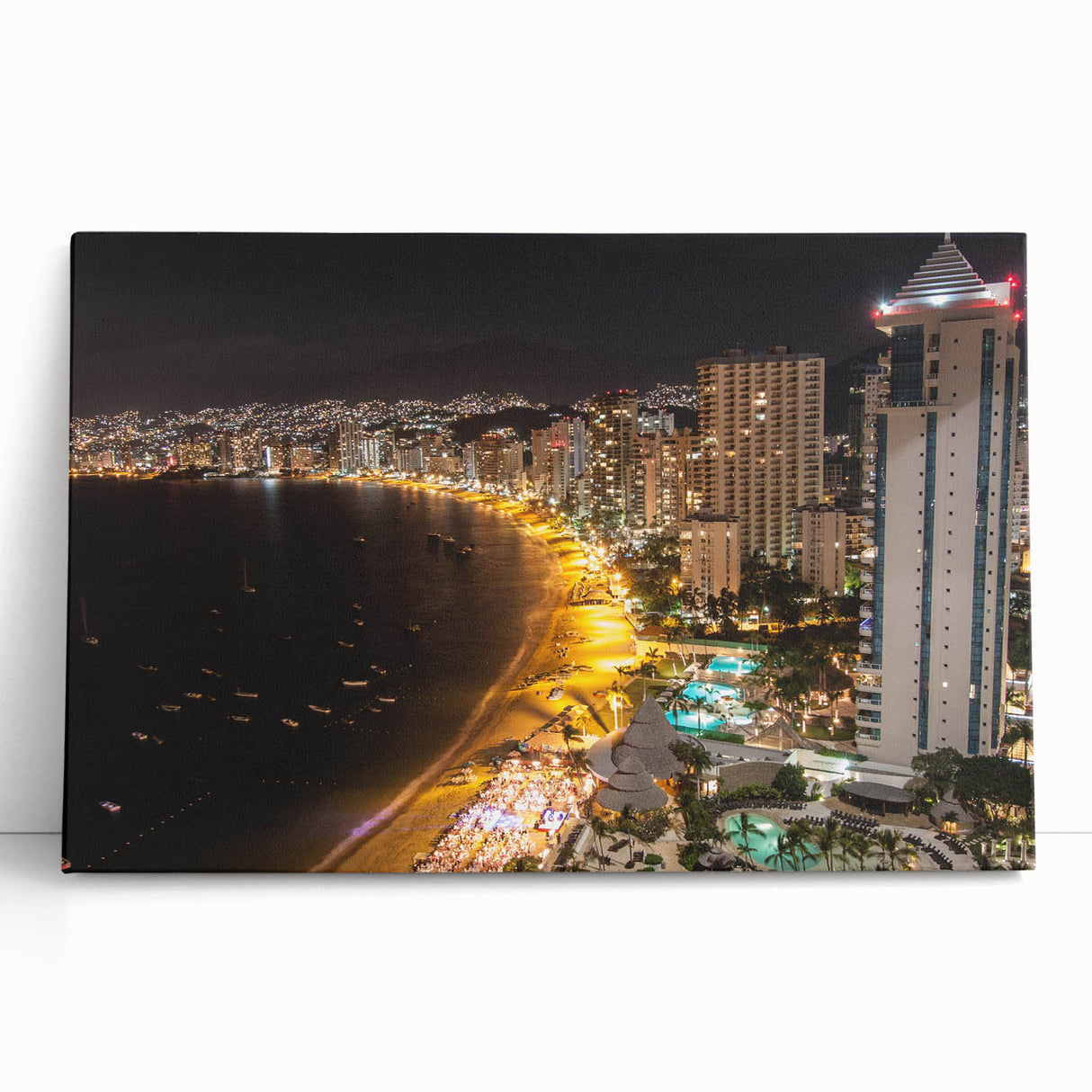 Black and white stretched canvas of Acapulco scenery, ideal for kitchen wall art or bedroom ambiance.