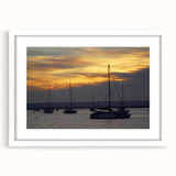 Abstract art print of Baja California scenery in muted earth tones on a framed white mat, ideal for dining room decor.