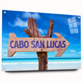 Acrylic print of Cabo San Lucas scenery in vibrant oceanic blues and greens, ideal for bedroom or dining room wall decor.