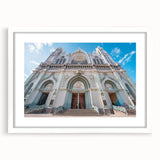 Abstract art print of Guanajuato scenery in muted earth tones on a white-framed matte, ideal for dining room decor.