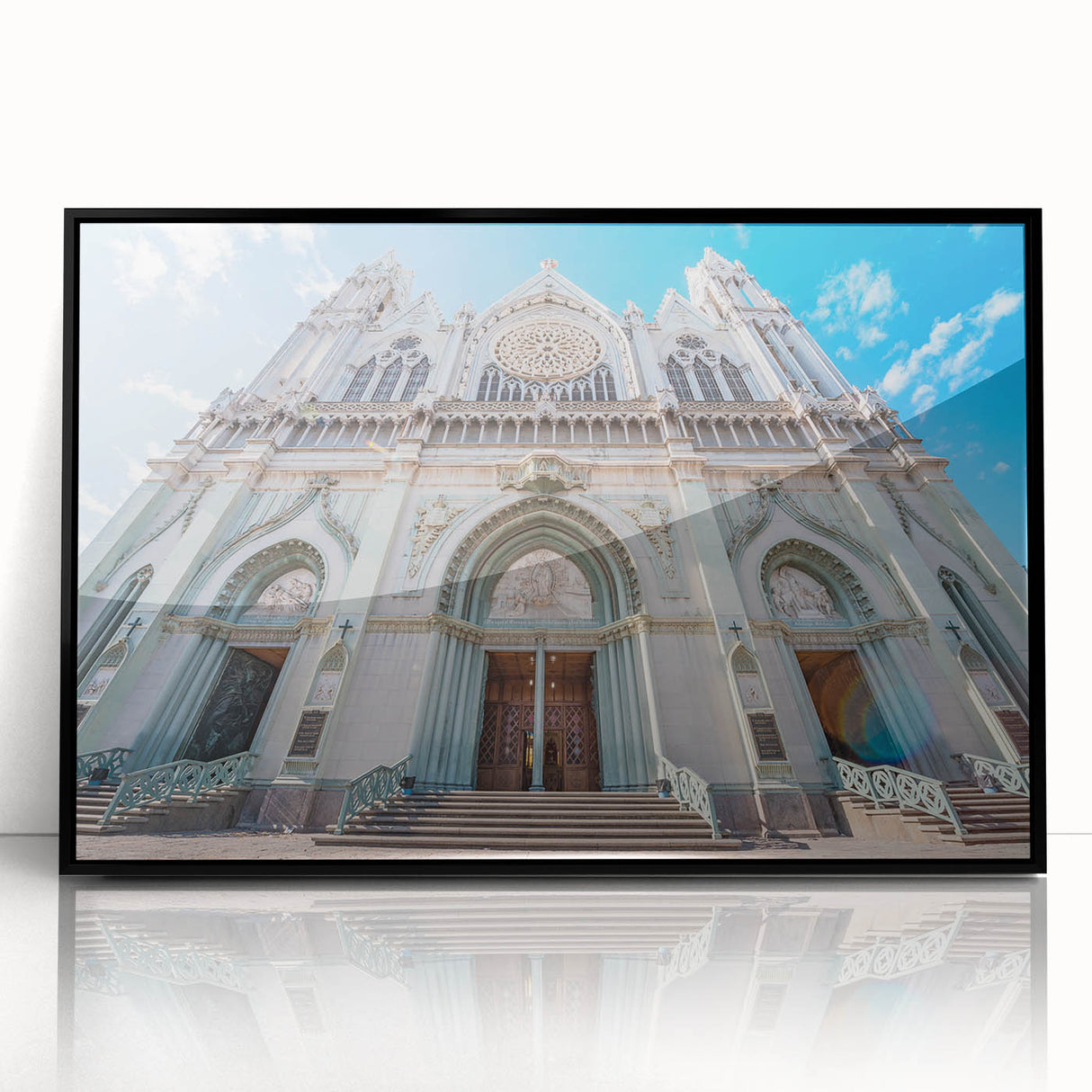 Large abstract wall art featuring Guanajuato scenery in vibrant colors on a black framed acrylic.
