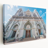 Stretched canvas depicting a vibrant street scene in Guanajuato, Mexico, ideal for kitchen wall art.