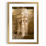 Extra large abstract art print of Quintana Roo scenery in gold frame, with textured details, ideal for living room decor.