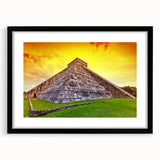Extra large framed abstract art print depicting colorful, textured scenery of Yucatán, ideal for living room decor.