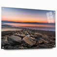 Acrylic print of the Dead Sea landscape in muted blues and grays, ideal for bedroom or dining room decor.