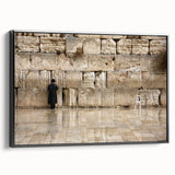 Black and white framed canvas of Jerusalem landscape, ideal for bedroom wall art with vintage poster style.
