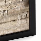 Black wall art featuring a textured, colorful Jerusalem cityscape on a large framed canvas, suitable for living room decor.