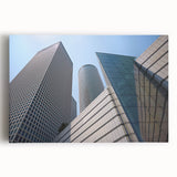 Black and white large art print of Tel Aviv skyline on stretched canvas, ideal for kitchen wall art.