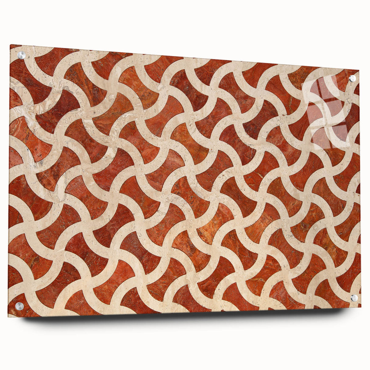 Large abstract wall art of Qatar scenery on acrylic glass, featuring muted earth tones, ideal for dining room decor.