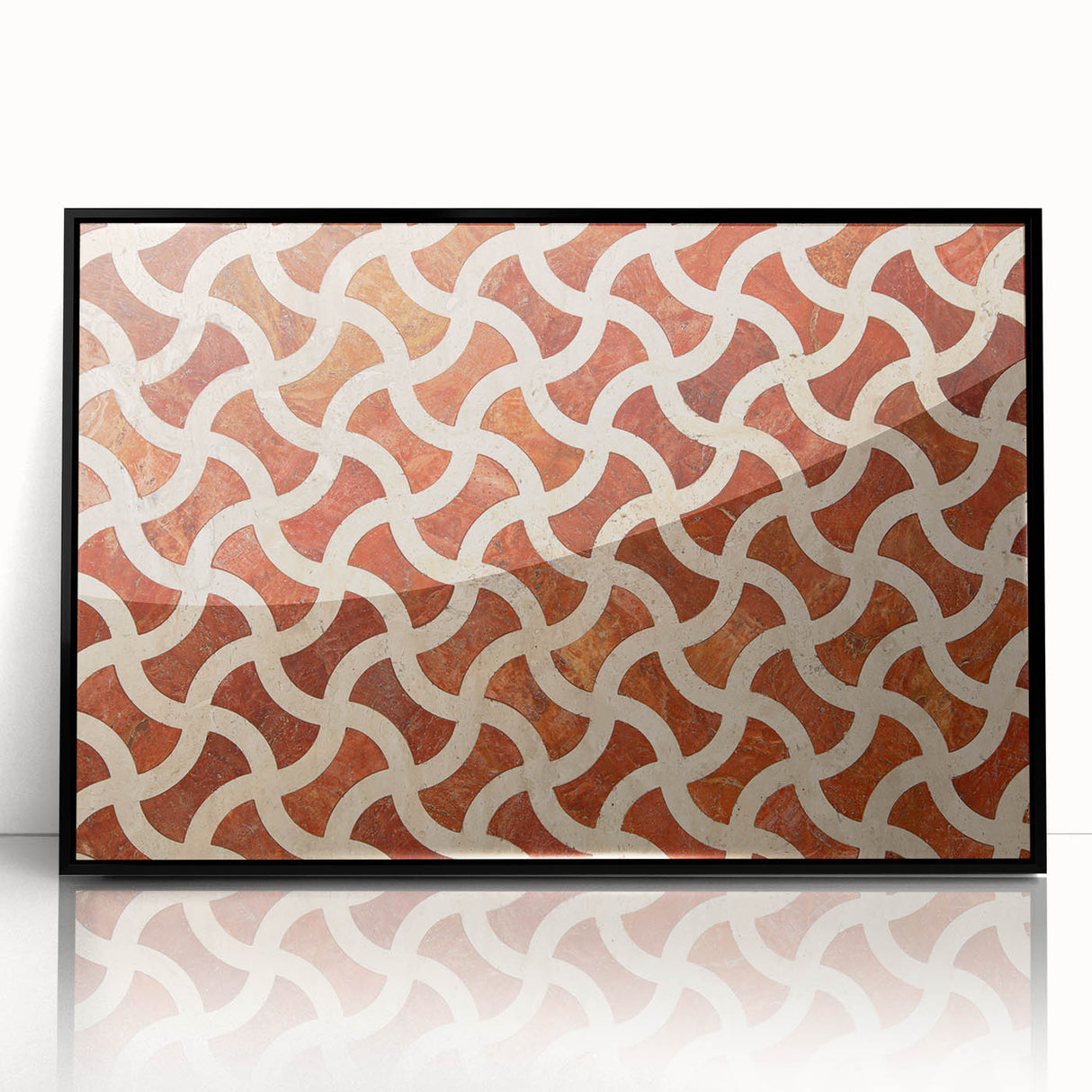 Large abstract wall art depicting Middle Eastern Qatar scenery in black and gold tones on a framed acrylic.