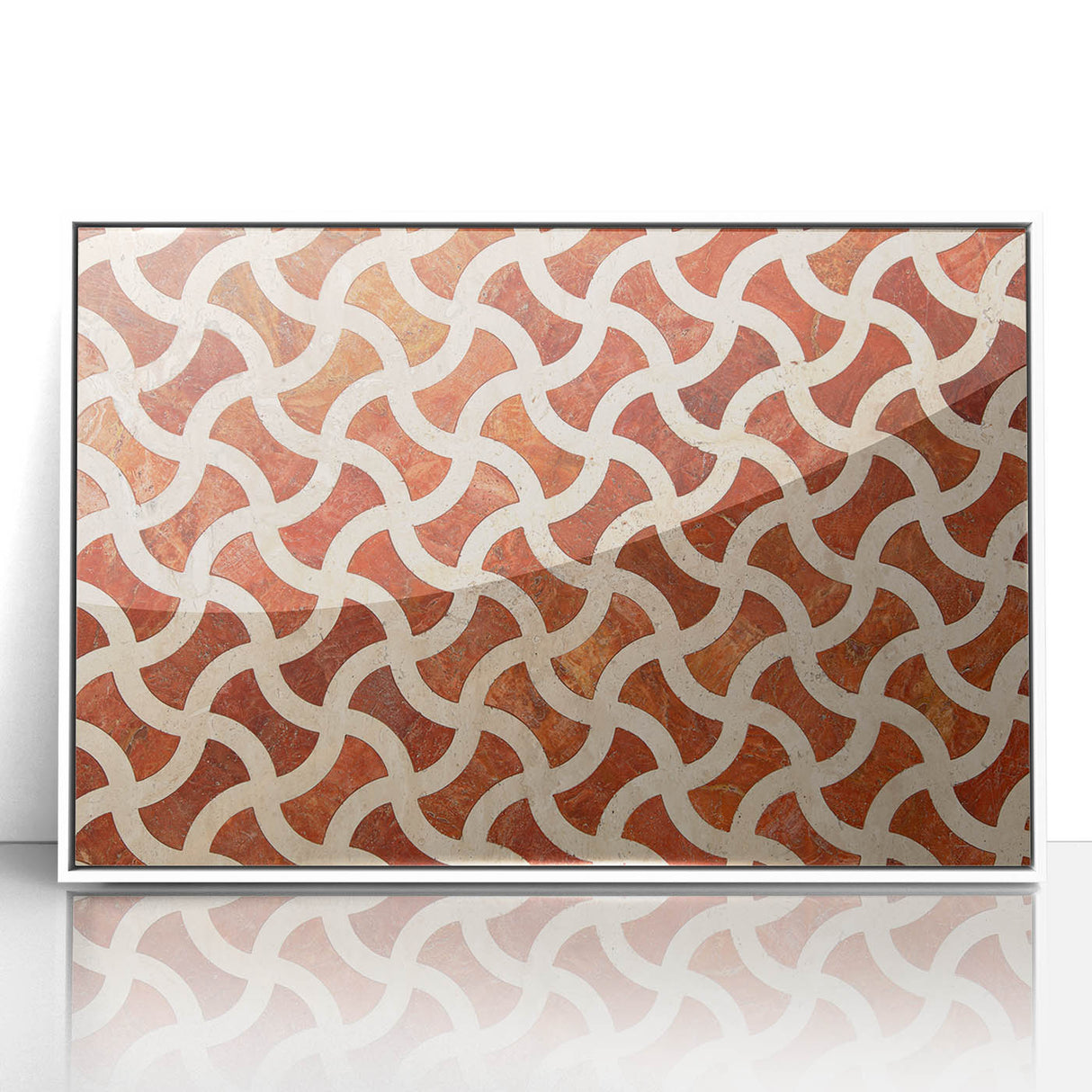 Acrylic print of a modern art depiction of Qatar scenery in a white frame, suitable for nursery wall art.