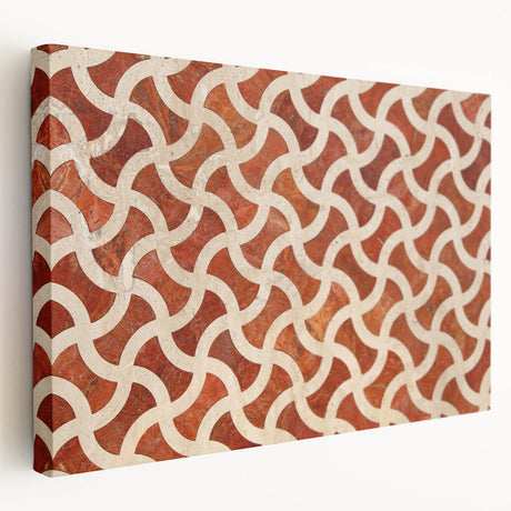 Side view of a stretched canvas featuring a detailed Qatar scenery in muted earth tones, ideal for kitchen wall art.