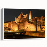 Vintage poster art of Saudi Arabian scenery on a framed canvas, featuring colorful art in extra large format.