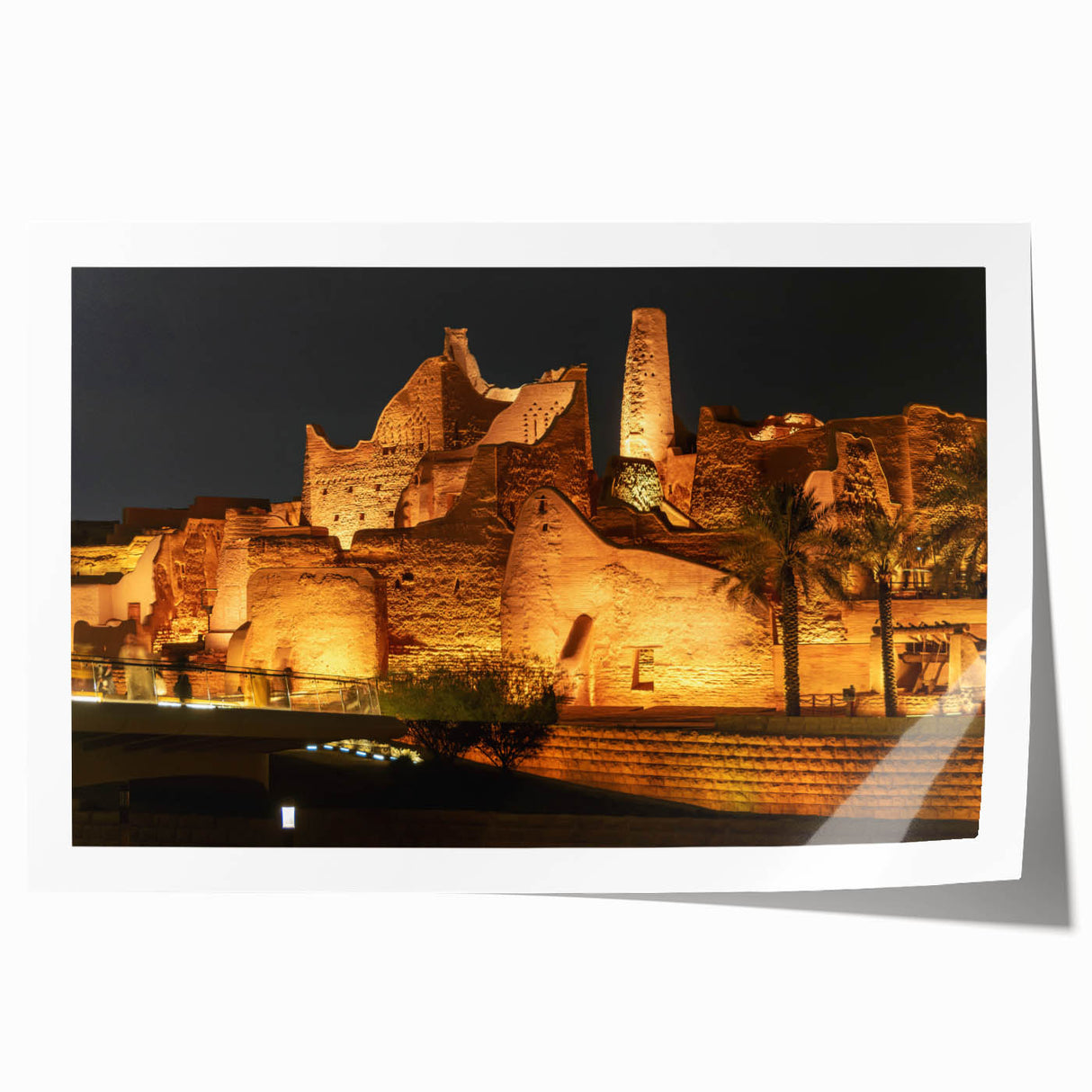 Extra large rolled print of a Saudi Arabian landscape with soft earth tones, ideal for art wall dining room.