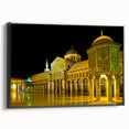 Black and white landscape art painting of a Middle Eastern scenery on framed canvas, ideal for bedroom wall decor.