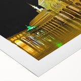 Art deco poster of a Syrian landscape on rolled canvas, featuring muted earth tones, ideal for dining room wall art.
