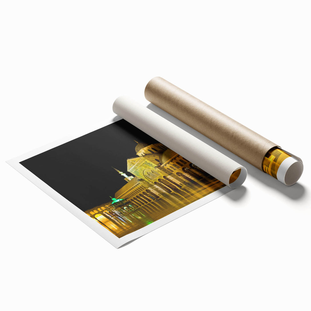 Extra large rolled print featuring a detailed floral design set against a Middle Eastern Syrian scenery.