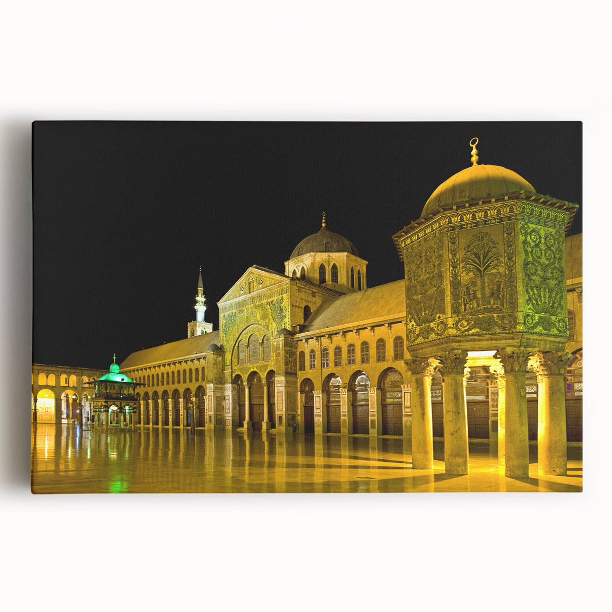Black and white print of a Middle Eastern Syrian landscape on large stretched canvas, suitable for kitchen wall art.