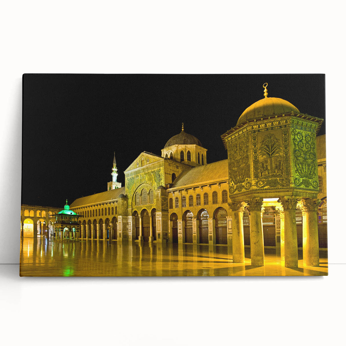Black and white large art print of Middle Eastern Syrian scenery on stretched canvas.