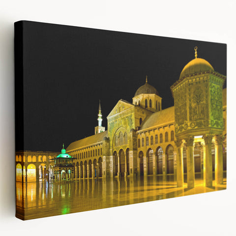 Large canvas print of a Middle Eastern Syrian landscape in muted earth tones, ideal for kitchen wall art.