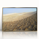 Mid-century modernist style large art print of a Middle Eastern scenery in gold tones on acrylic.