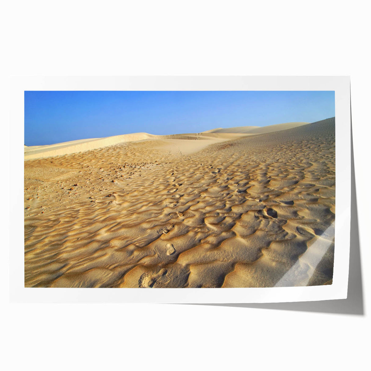 Middle Eastern scenery on rolled print with muted earth tones and floral elements, suitable for dining room or bathroom.