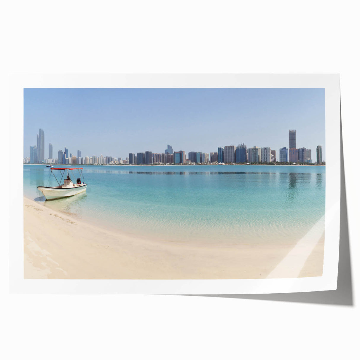 Extra large rolled print of Abu Dhabi scenery with muted earth tones.