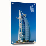Acrylic glass print of the Burj Al Arab with soft pastel hues, ideal for bedroom or dining room art.