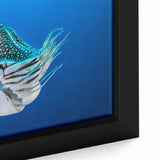Extra large framed canvas featuring a textured, colorful Micronesian landscape on a black background.