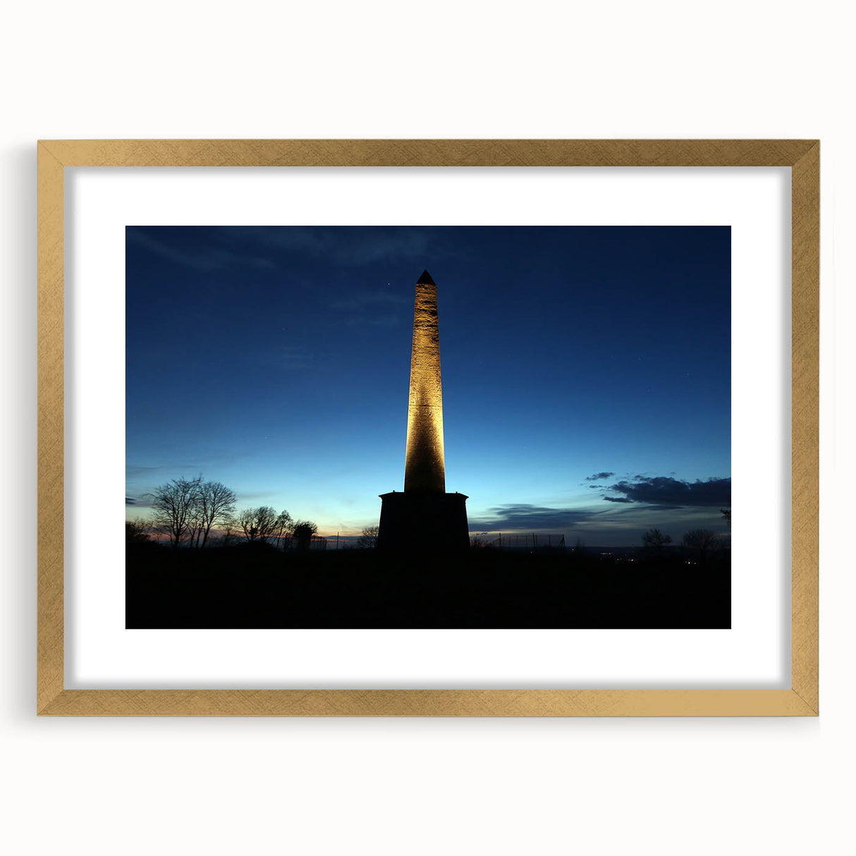 Abstract art print of Wellington with textured layers in muted earth tones, framed in gold.