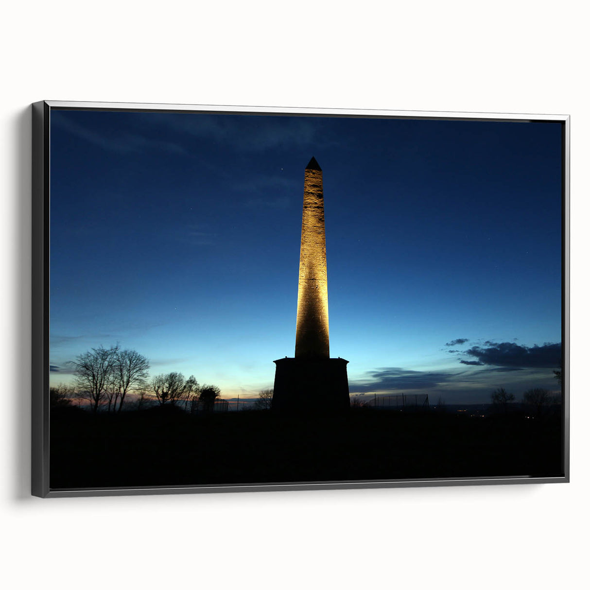 Black and white framed canvas depicting the Wellington landscape, ideal for bedroom wall art.