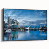 Black and white framed canvas of a vintage-style Buenos Aires landscape, ideal for bedroom wall decor.