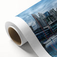 Art Deco poster of Buenos Aires skyline in pastel shades on rolled canvas, ideal for nursery wall art.
