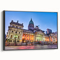Black and white framed canvas of an Argentine landscape, ideal for bedroom wall decor.