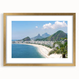 Extra large abstract art print of a textured Brazilian scenery in muted earth tones, framed in gold.