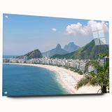 Acrylic print of a large abstract depiction of a Brazilian landscape in vibrant earth tones, ideal for dining room decor.