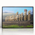 Large abstract wall art depicting a stylized South American landscape in muted earth tones, framed in black acrylic.