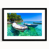 Extra large abstract art print of a colorful, textured Colombian landscape on a black framed canvas.