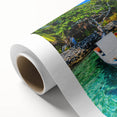 Art deco style poster of a scenic Colombian landscape on rolled canvas.