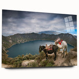 Large abstract wall art of South American scenery in vibrant hues on acrylic glass.