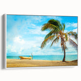 Vintage poster art of a Venezuelan landscape on framed canvas, featuring colorful art in extra large size.