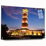 Large abstract wall art depicting Alabama scenery in muted earth tones on acrylic glass.