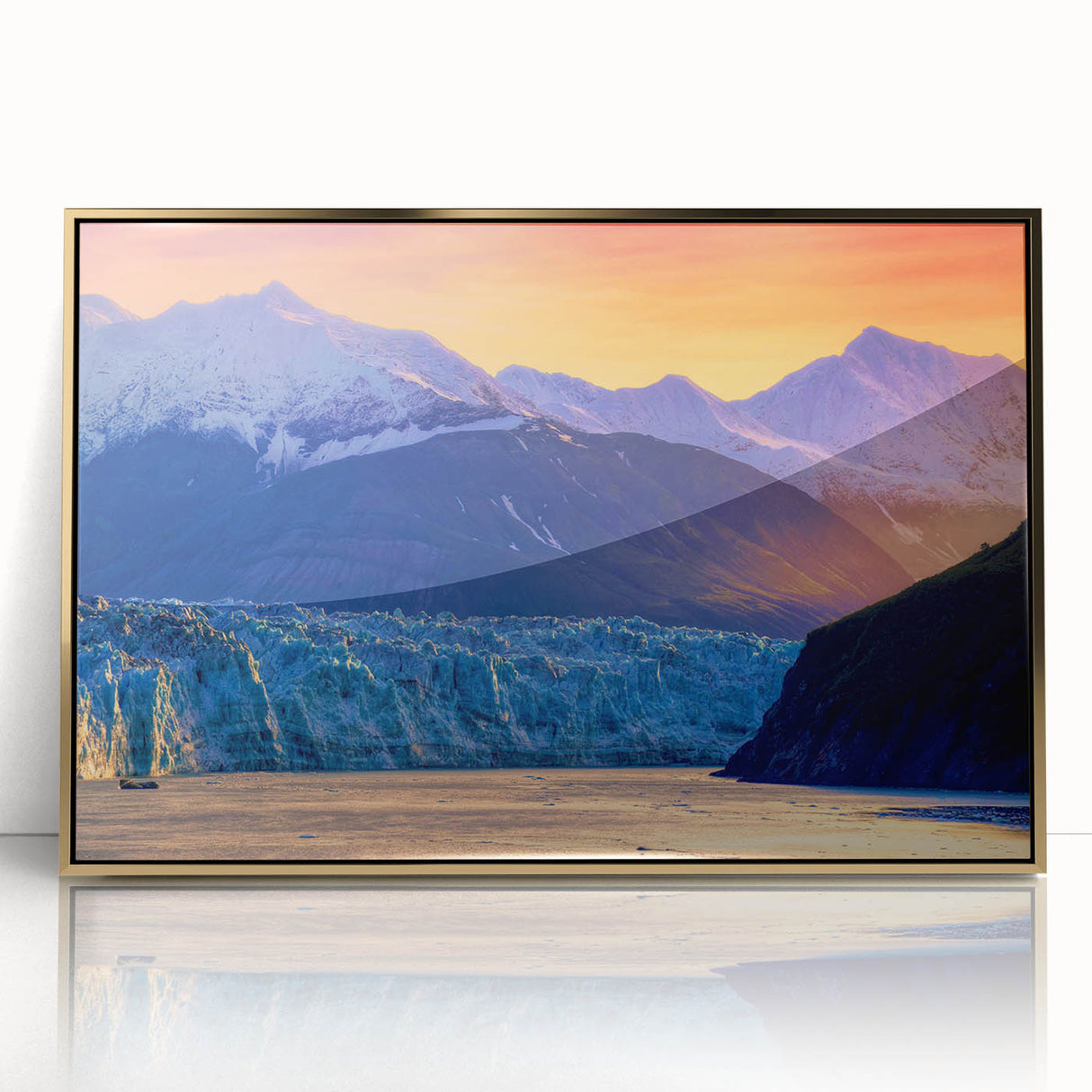 Framed acrylic print of an Alaskan landscape in muted earth tones, ideal for modern art wall decor.