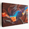 Antelope Canyon in Arizona depicted on a large, stretched canvas with warm orange and red rock formations.