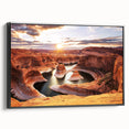 Black and white framed canvas of Glen Canyon landscape, ideal for bedroom wall art with a vintage poster style.
