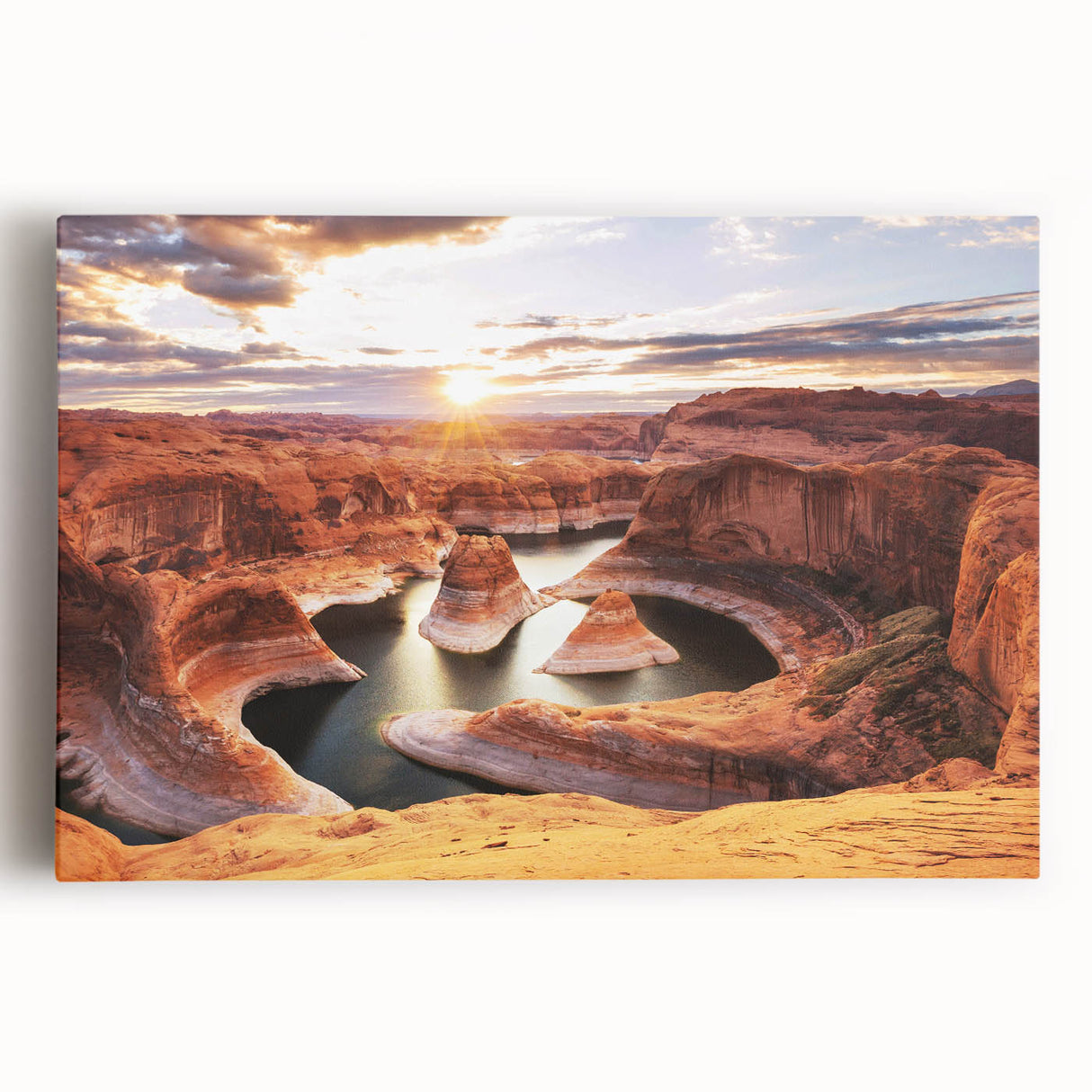 Black and white photo of Glen Canyon on stretched canvas, suited for kitchen wall art.