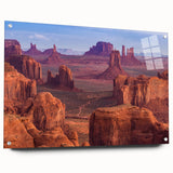 Acrylic print of the Grand Canyon in natural hues, ideal for dining room decor.